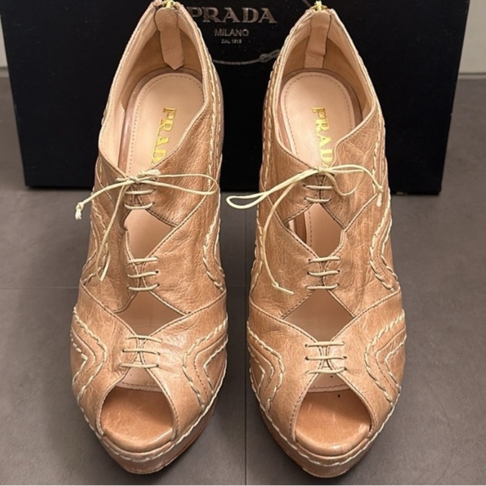 Prada Milano Platform Shoes 37 1/2